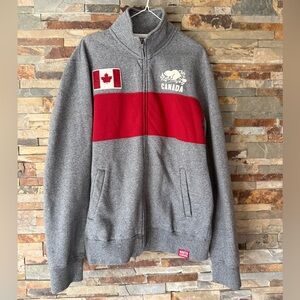 Roots Canada Olympic Gray Zip-Up Hoodie Canadian Flag SMALL